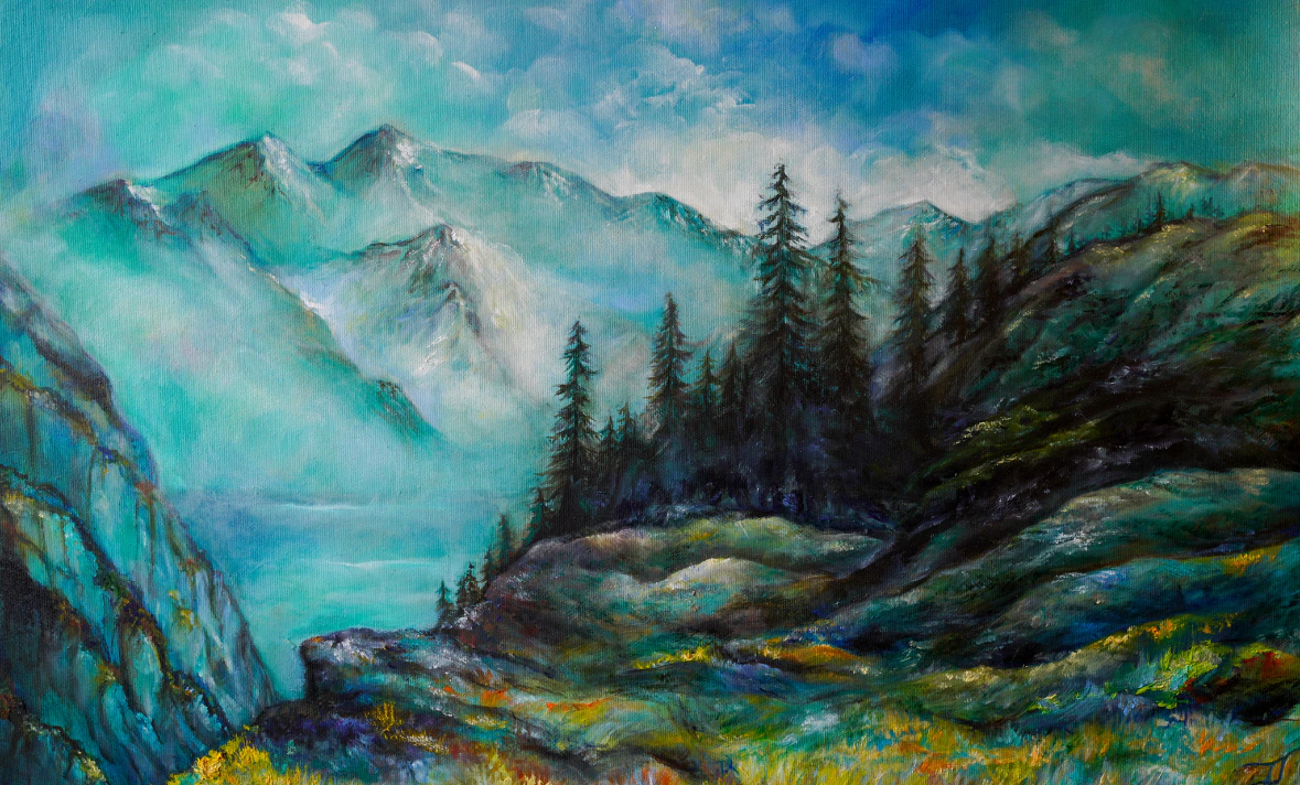 Paysage alpin et forêt de sapins