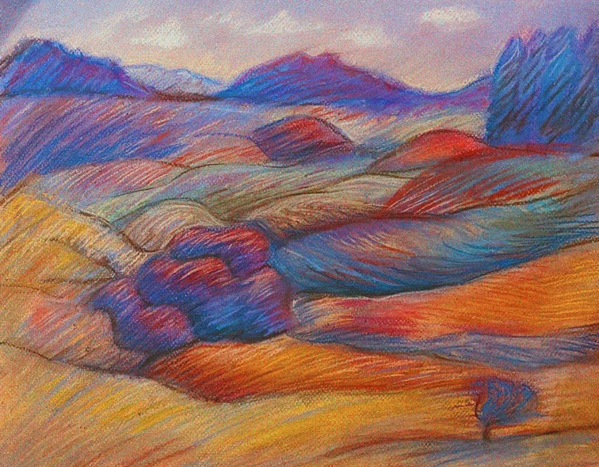 Reliefs colorés au pastel